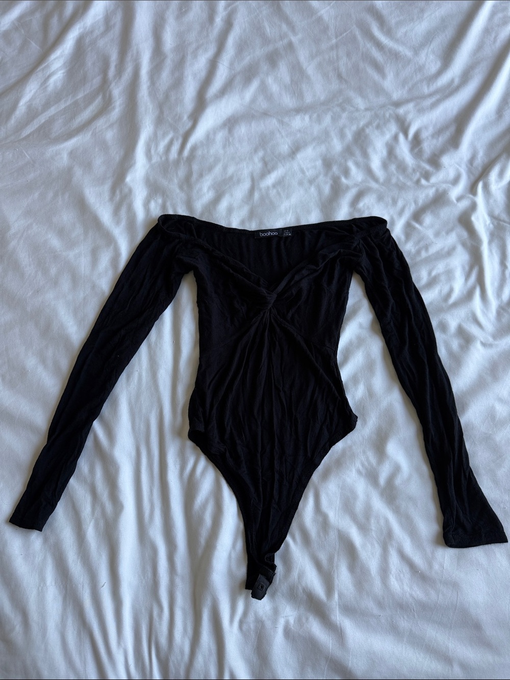 Boohoo Black Off-Shoulder Bodysuit